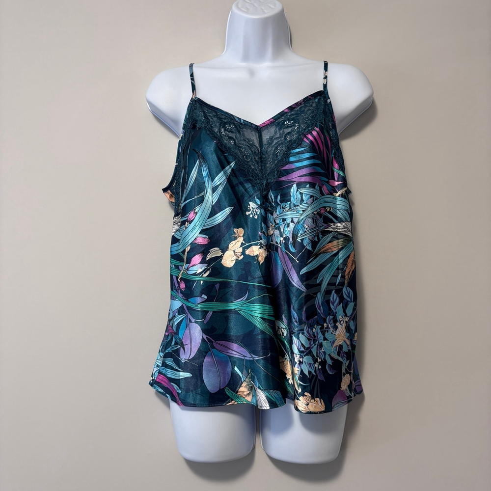 Linea Donatella Women's Large Turquoise 2-Pc. Cropped Satin Pajamas Set NWT - Picture 5 of 11